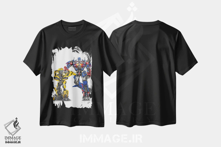 تیشرت مشکی طرح دار آپتیموس و بی، هنر دیجیتال اثر گاو نورتون | immage.ir