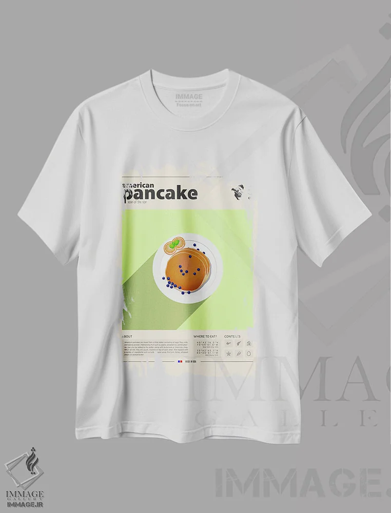 تیشرت سفید طرح دار پنکیک، تزئینی اثر گاستروورلد | فروشگاه ایماژ