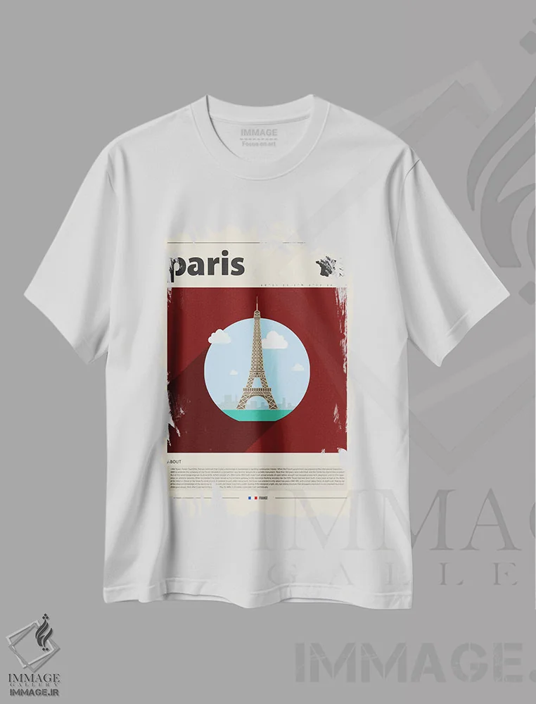تیشرت سفید طرح دار شهر پاریس، تزئینی اثر گاستروورلد | immage.ir