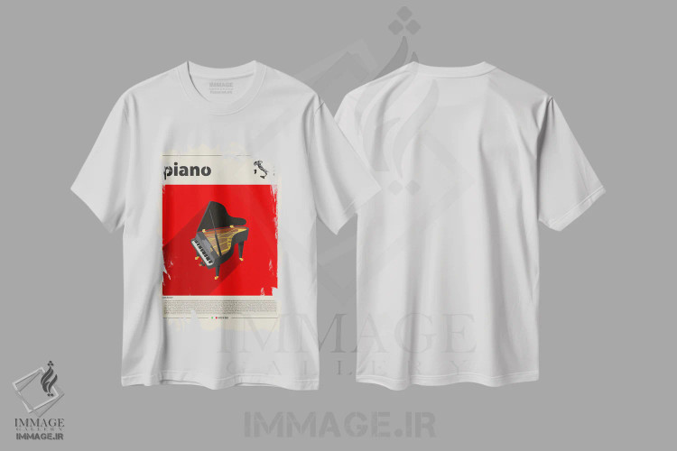 تیشرت سفید طرح دار پیانو، تزئینی اثر گاستروورلد | فروشگاه ایماژ