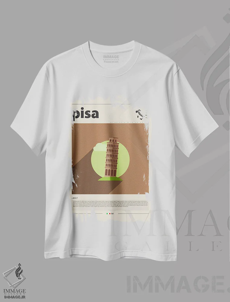 تیشرت سفید طرح دار شهر پیزا، تزئینی اثر گاستروورلد | immage.ir