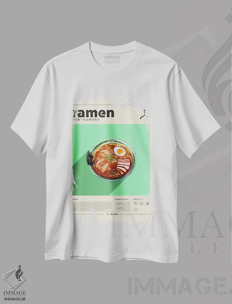 تیشرت سفید طرح دار رامن ۱، تزئینی اثر گاستروورلد | فروشگاه ایماژ