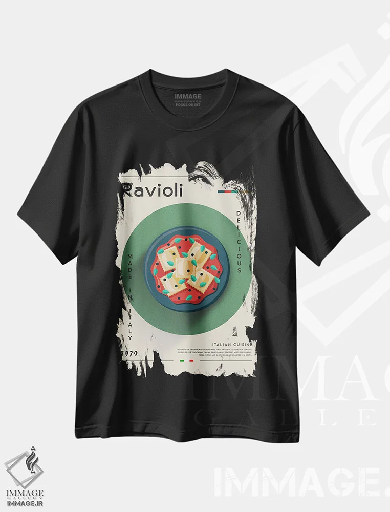 تیشرت مشکی طرح دار راویولی ۱، تزئینی اثر گاستروورلد | فروشگاه ایماژ
