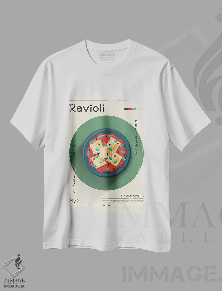 تیشرت سفید طرح دار راویولی ۱، تزئینی اثر گاستروورلد | immage.ir