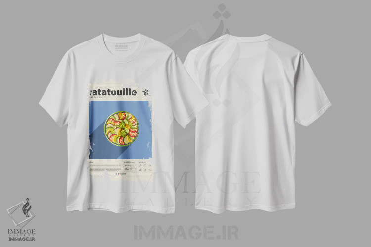 تیشرت سفید طرح دار رتاتویی، تزئینی اثر گاستروورلد | فروشگاه ایماژ
