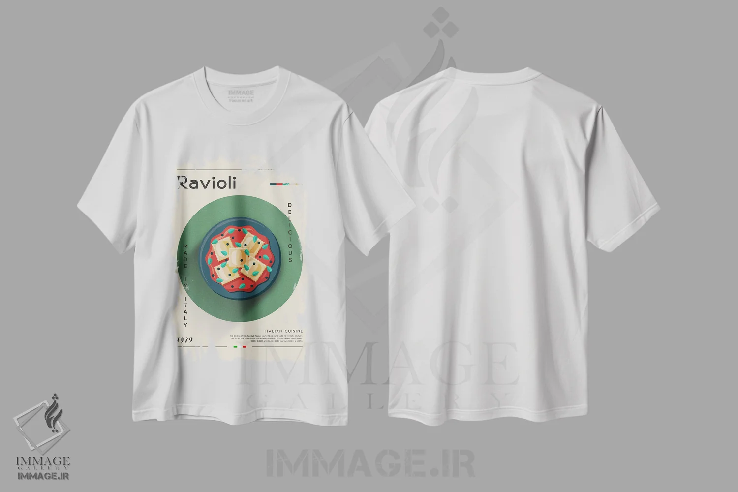 تیشرت سفید طرح دار راویولی ۱، تزئینی اثر گاستروورلد | immage.ir