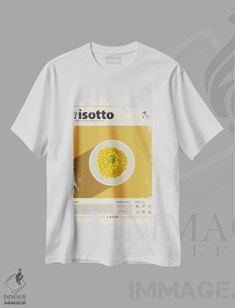 تیشرت سفید طرح دار ریسوتو، تزئینی اثر گاستروورلد | immage.ir