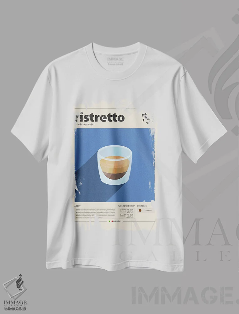 تیشرت سفید طرح دار ریسترتو، تزئینی اثر گاستروورلد | فروشگاه ایماژ