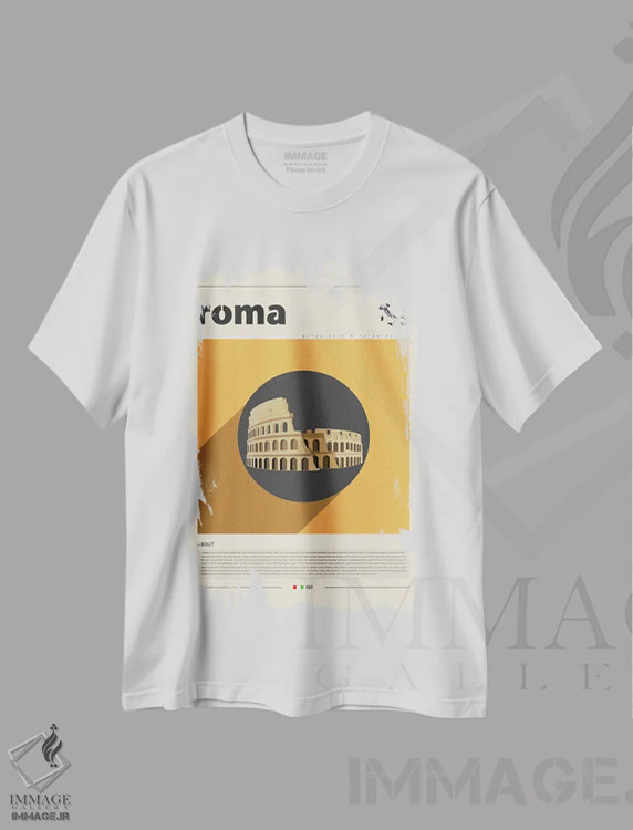 تیشرت سفید طرح دار شهر رم، تزئینی اثر گاستروورلد | immage.ir