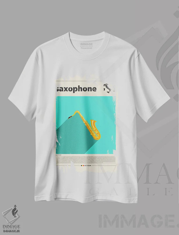 تیشرت سفید طرح دار ساکسوفون، تزئینی اثر گاستروورلد | فروشگاه ایماژ