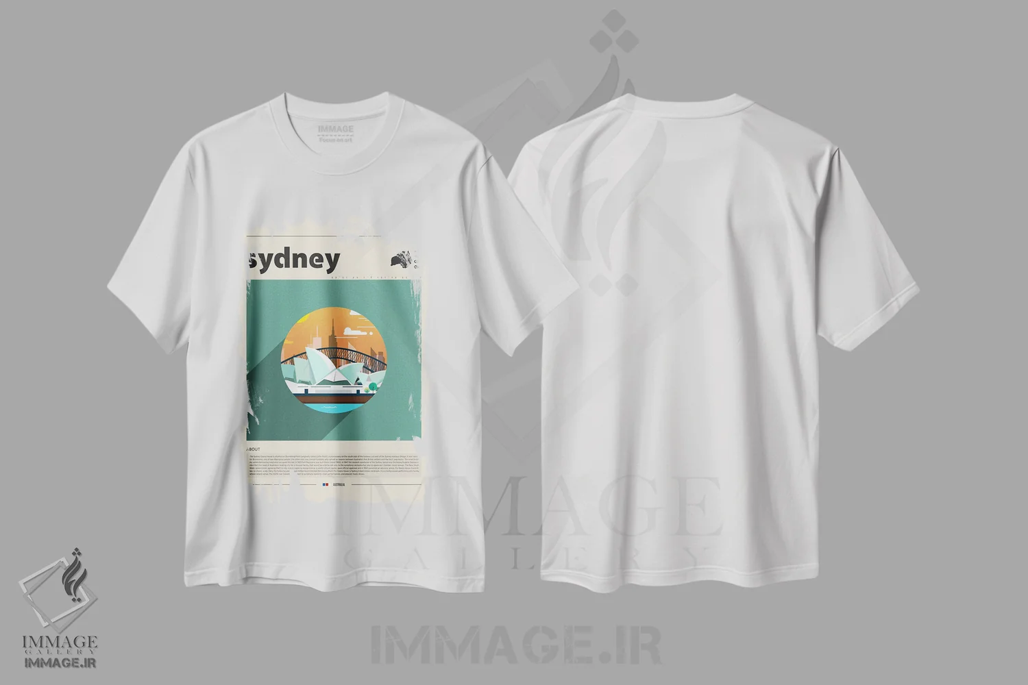 تیشرت سفید طرح دار سیدنی، تزئینی اثر گاستروورلد | immage.ir