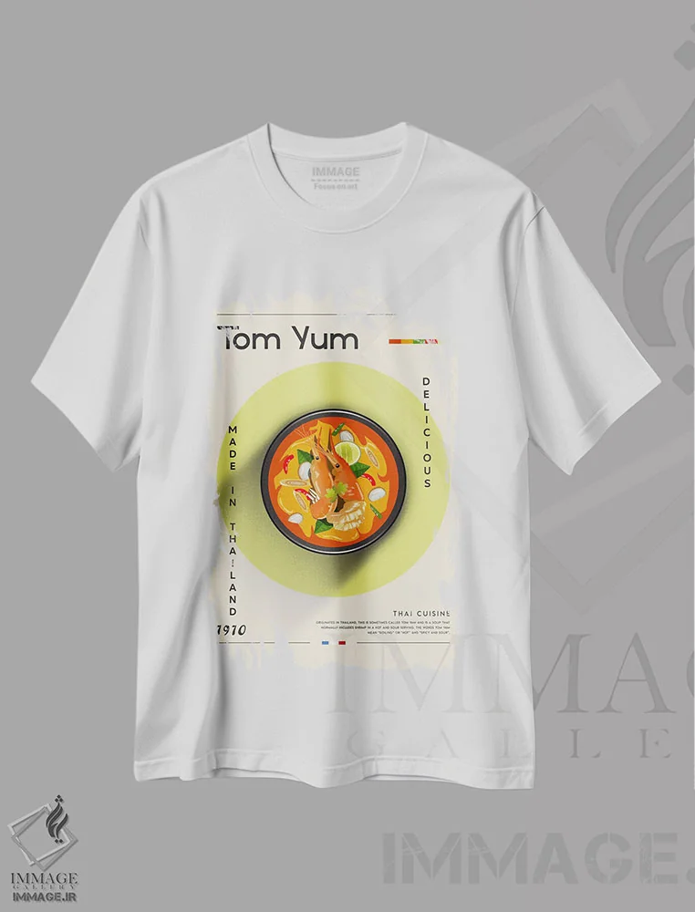 تیشرت سفید طرح دار تام یام ۲، تزئینی اثر گاستروورلد | فروشگاه ایماژ