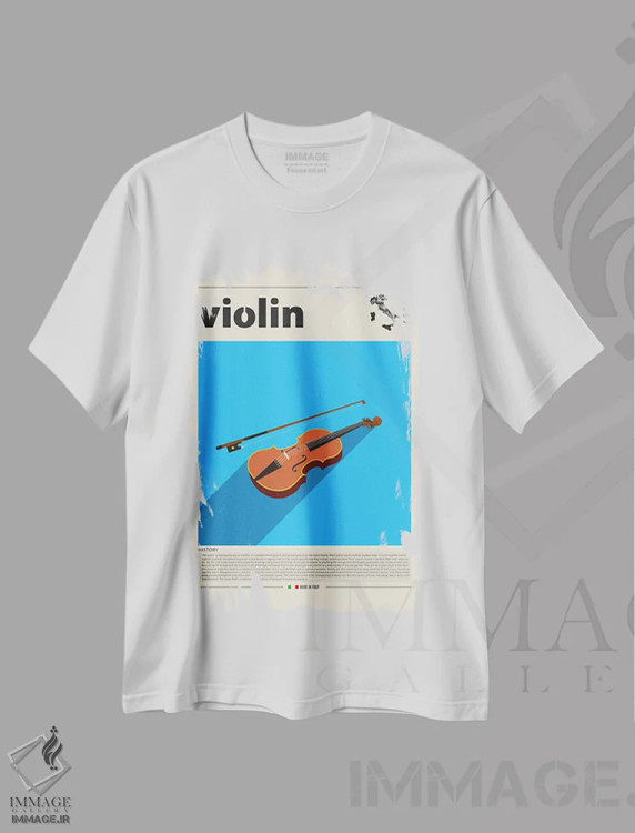 تیشرت سفید طرح دار ویولن، تزئینی اثر گاستروورلد | immage.ir