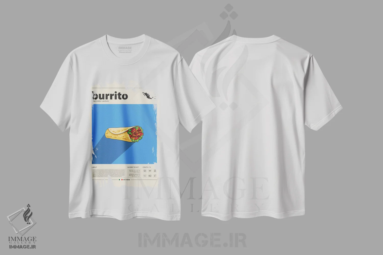 تیشرت سفید طرح دار بوریتو، تزئینی اثر گاستروورلد | فروشگاه ایماژ