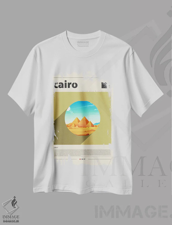 تیشرت سفید طرح دار شهر قاهره، تزئینی اثر گاستروورلد | فروشگاه ایماژ