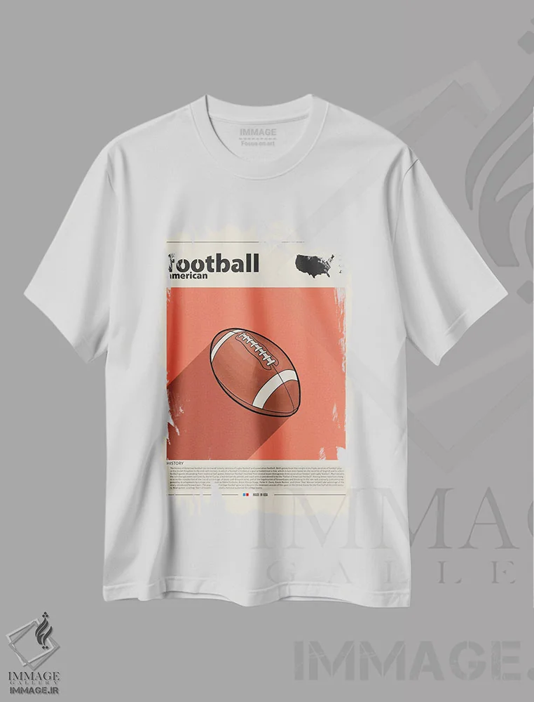 تیشرت سفید طرح دار فوتبال آمریکایی، تزئینی اثر گاستروورلد | فروشگاه ایماژ