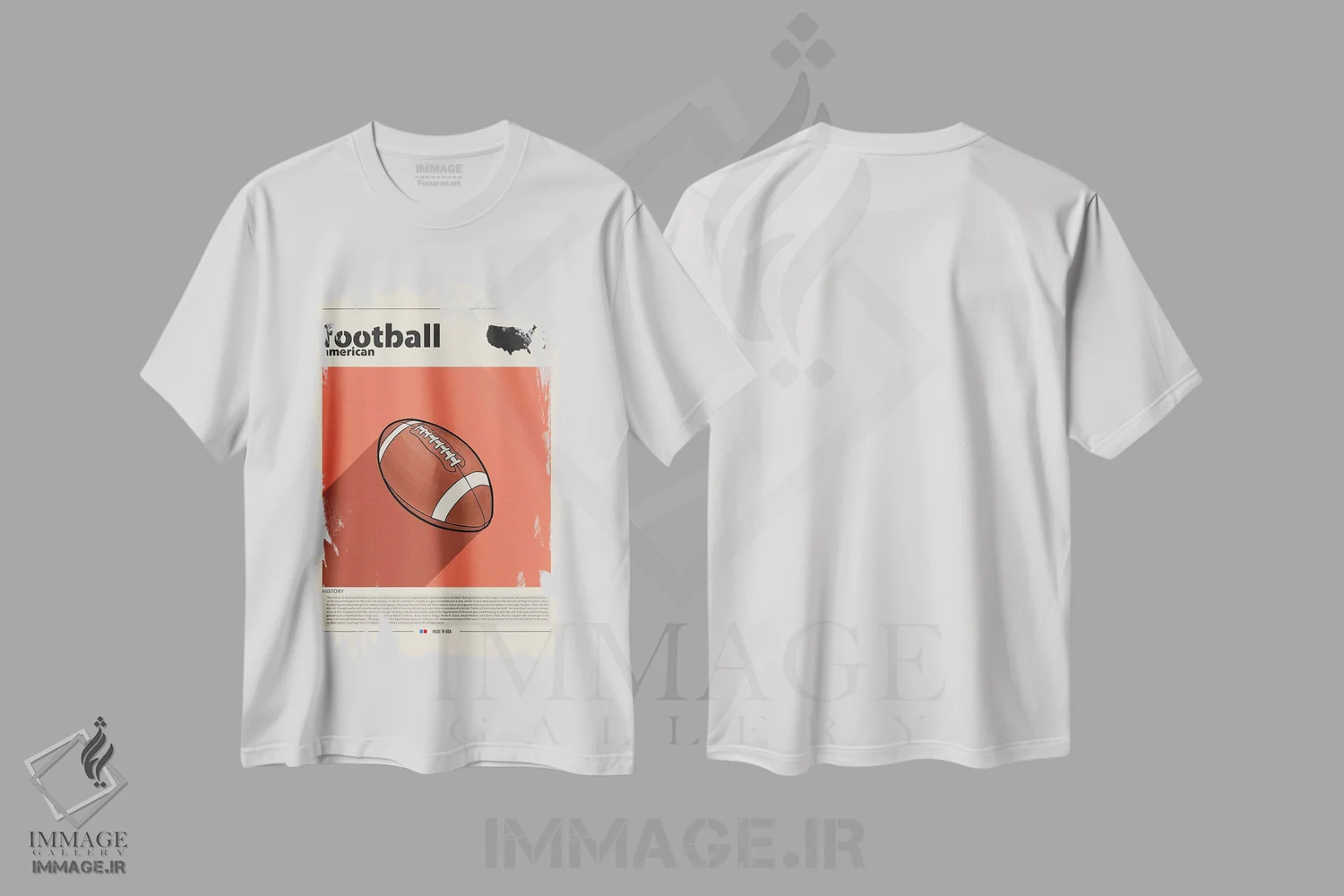 تیشرت سفید طرح دار فوتبال آمریکایی، تزئینی اثر گاستروورلد | فروشگاه ایماژ