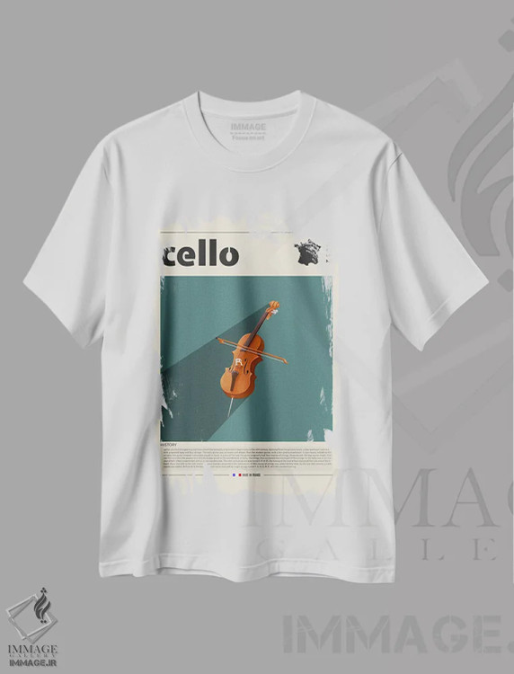 تیشرت سفید طرح دار ویولنسل، تزئینی اثر گاستروورلد | فروشگاه ایماژ