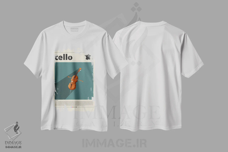 تیشرت سفید طرح دار ویولنسل، تزئینی اثر گاستروورلد | فروشگاه ایماژ