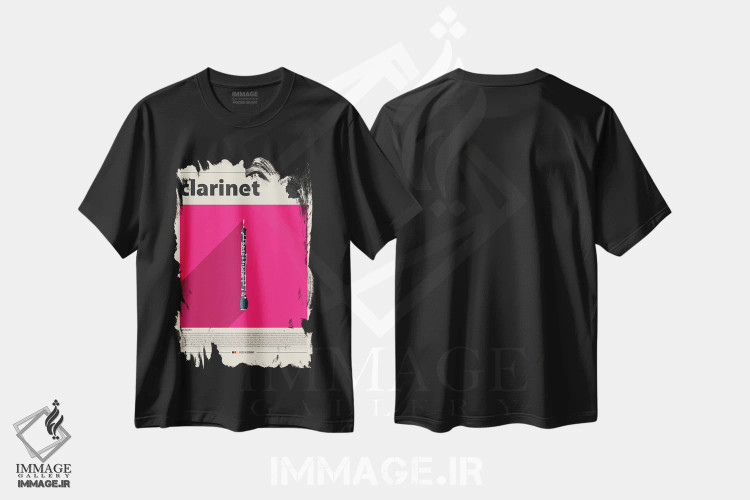 تیشرت مشکی طرح دار کلارینت، تزئینی اثر گاستروورلد | immage.ir