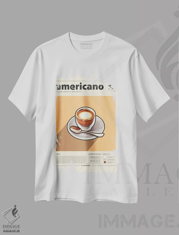 تیشرت سفید طرح دار آمریکانو، تزئینی اثر گاستروورلد | immage.ir