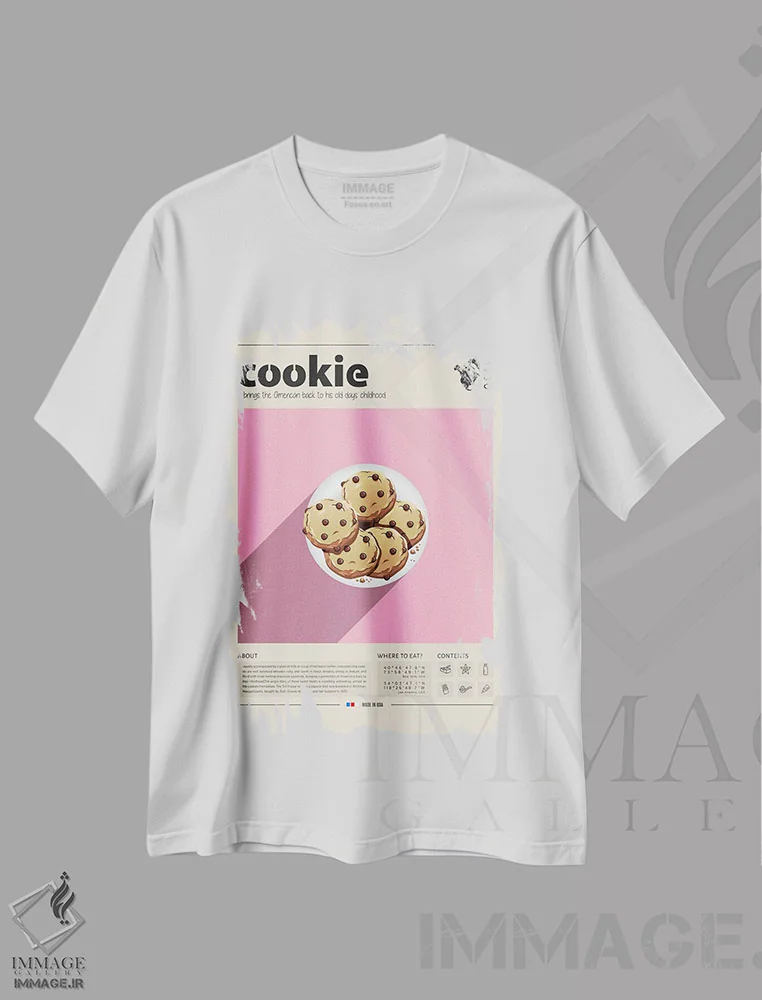 تیشرت سفید طرح دار کوکی ۲، تزئینی اثر گاستروورلد | فروشگاه ایماژ