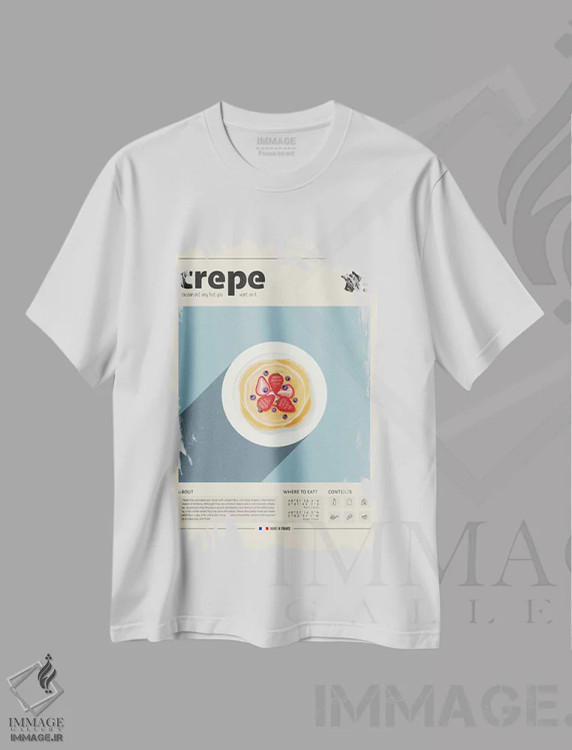 تیشرت سفید طرح دار کِرِپ، تزئینی اثر گاستروورلد | فروشگاه ایماژ