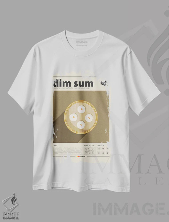 تیشرت سفید طرح دار دیم سام ۲، تزئینی اثر گاستروورلد | immage.ir