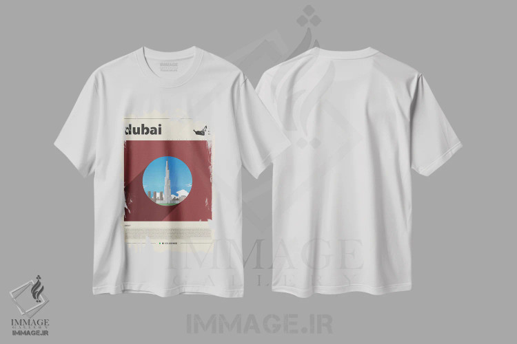 تیشرت سفید طرح دار شهر دبی، تزئینی اثر گاستروورلد | immage.ir