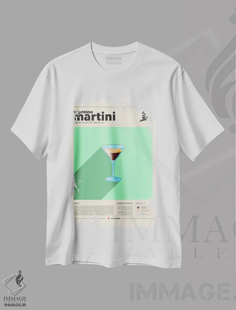 تیشرت سفید طرح دار اسپرسو مارتینی، تزئینی اثر گاستروورلد | فروشگاه ایماژ