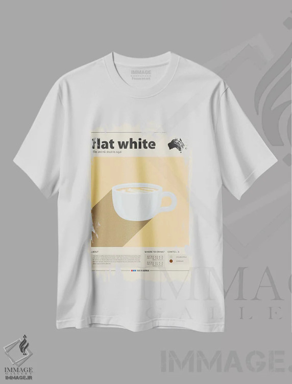 تیشرت سفید طرح دار فلت وایت، تزئینی اثر گاستروورلد | فروشگاه ایماژ