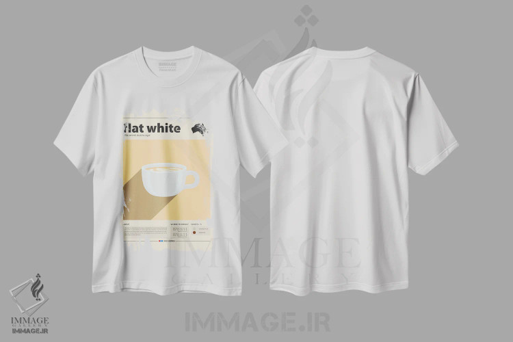تیشرت سفید طرح دار فلت وایت، تزئینی اثر گاستروورلد | فروشگاه ایماژ