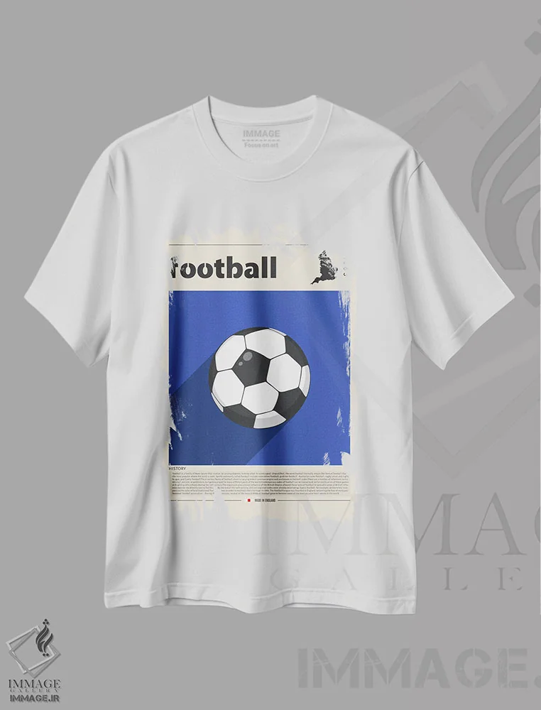 تیشرت سفید طرح دار فوتبال، تزئینی اثر گاستروورلد | immage.ir