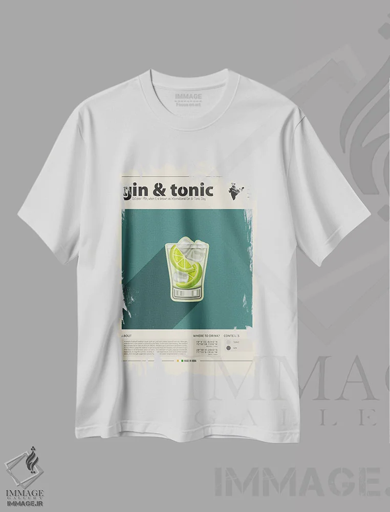 تیشرت سفید طرح دار جین و تونیک، تزئینی اثر گاستروورلد | immage.ir