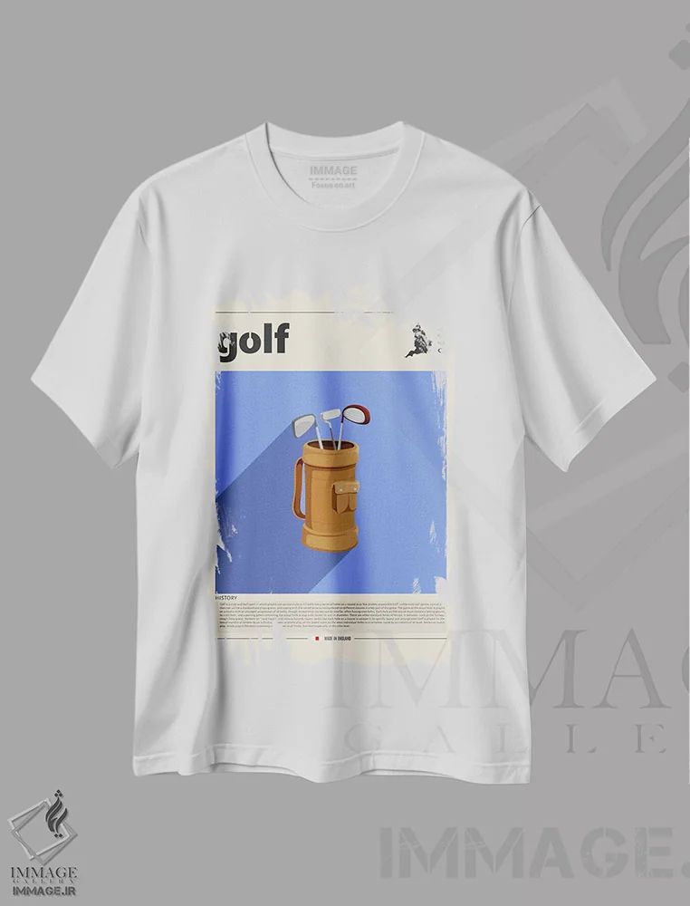 تیشرت سفید طرح دار گلف، تزئینی اثر گاستروورلد | فروشگاه ایماژ