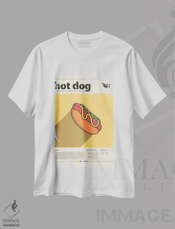 تیشرت سفید طرح دار هات داگ، تزئینی اثر گاستروورلد | فروشگاه ایماژ