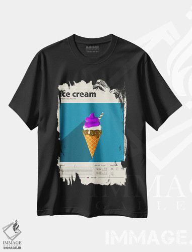 تیشرت مشکی طرح دار بستنی قیفی، تزئینی اثر گاستروورلد | فروشگاه ایماژ