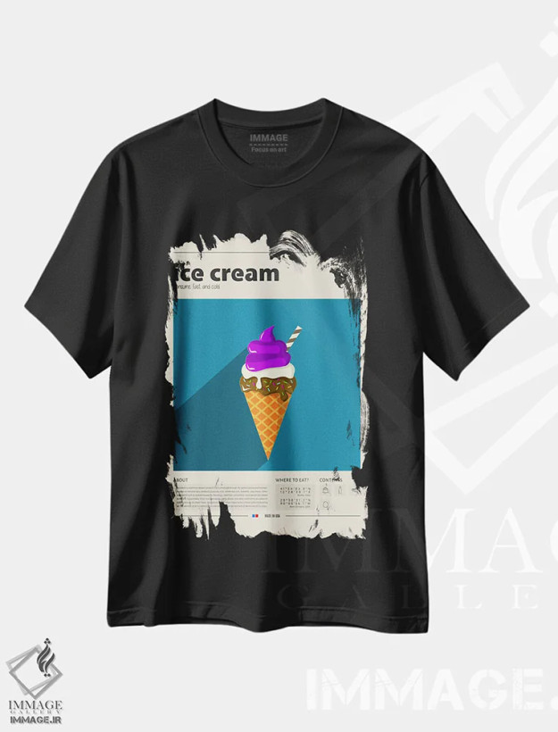 تیشرت مشکی طرح دار بستنی قیفی، تزئینی اثر گاستروورلد | فروشگاه ایماژ