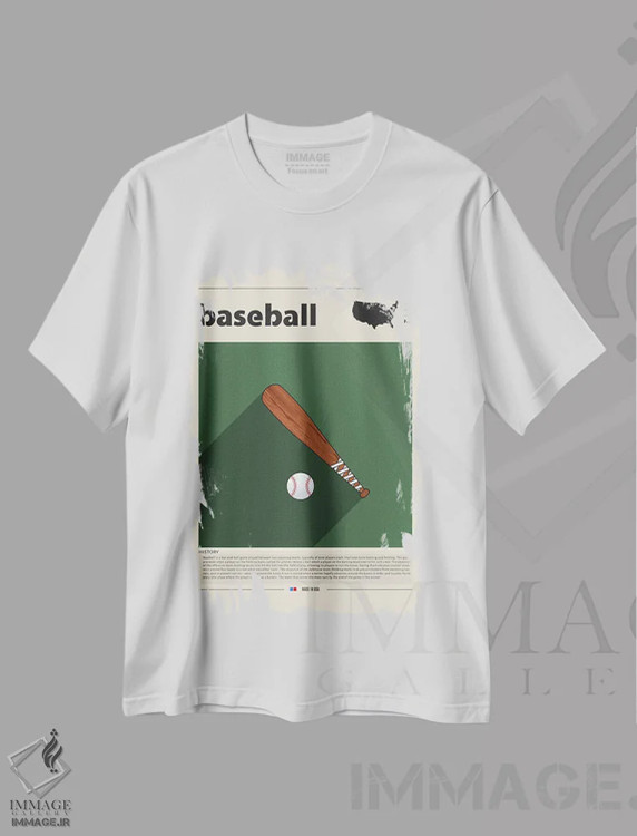 تیشرت سفید طرح دار بیسبال، تزئینی اثر گاستروورلد | فروشگاه ایماژ