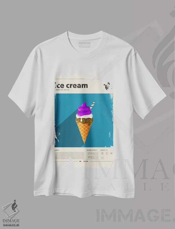 تیشرت سفید طرح دار بستنی قیفی، تزئینی اثر گاستروورلد | immage.ir