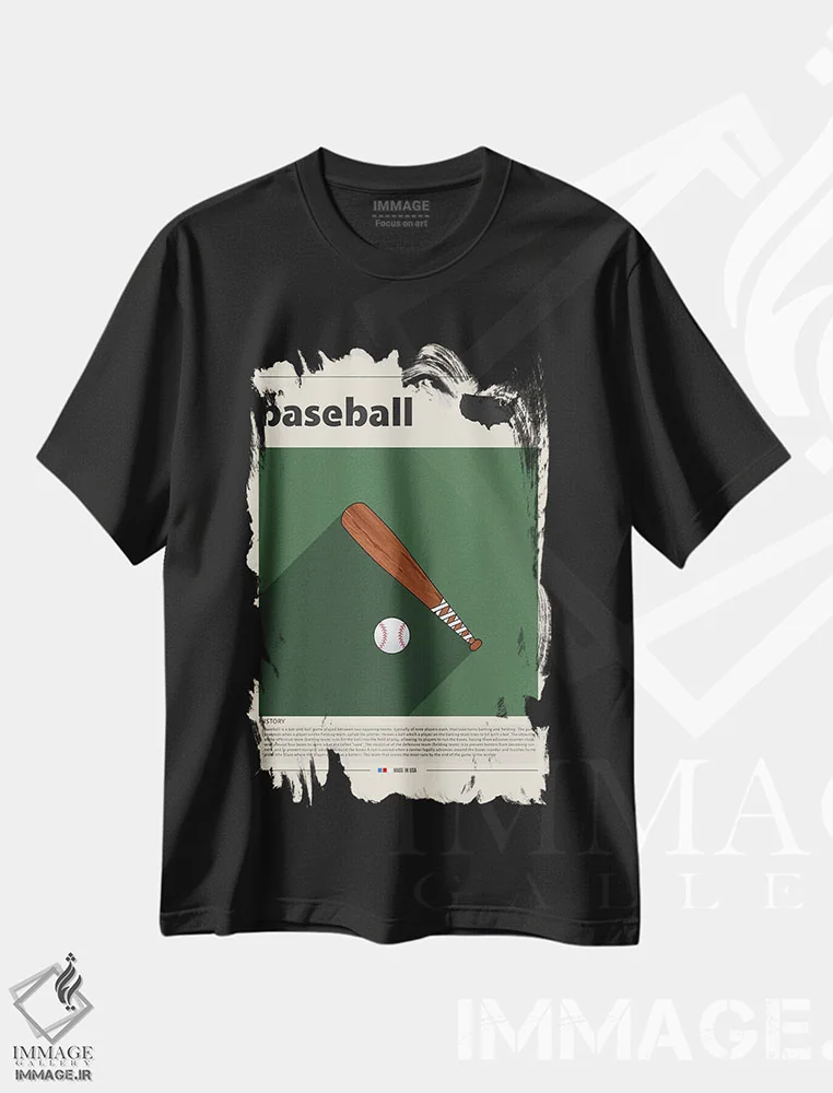 تیشرت مشکی طرح دار بیسبال، تزئینی اثر گاستروورلد | immage.ir