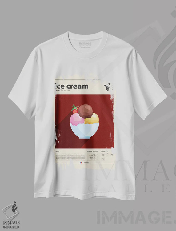 تیشرت سفید طرح دار بستنی، تزئینی اثر گاستروورلد | immage.ir