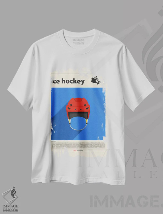 تیشرت سفید طرح دار هاکی روی یخ، تزئینی اثر گاستروورلد | فروشگاه ایماژ