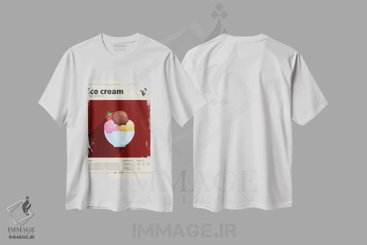تیشرت سفید طرح دار بستنی، تزئینی اثر گاستروورلد | immage.ir