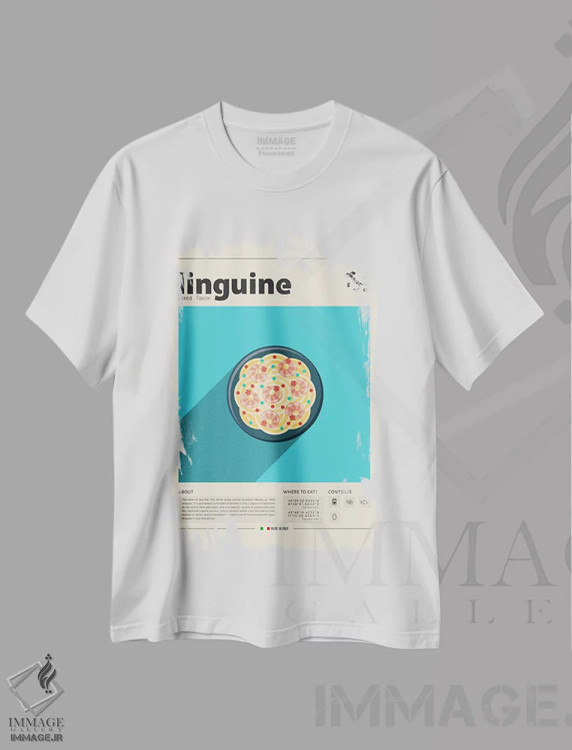 تیشرت سفید طرح دار لینگویینی، تزئینی اثر گاستروورلد | immage.ir
