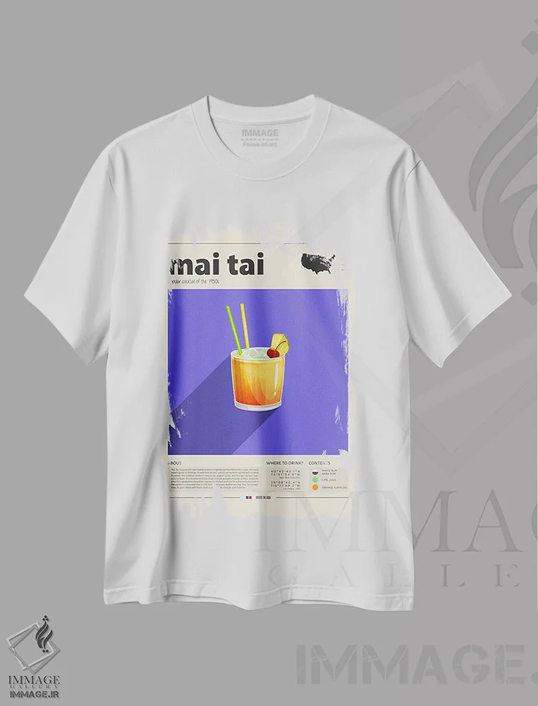 تیشرت سفید طرح دار مای تای، تزئینی اثر گاستروورلد | فروشگاه ایماژ