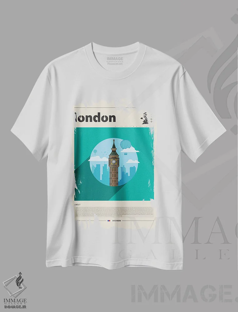 تیشرت سفید طرح دار شهر لندن، تزئینی اثر گاستروورلد | immage.ir
