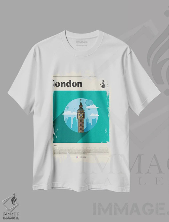 تیشرت سفید طرح دار شهر لندن، تزئینی اثر گاستروورلد | immage.ir