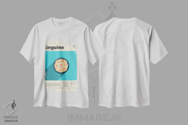 تیشرت سفید طرح دار لینگویینی، تزئینی اثر گاستروورلد | immage.ir