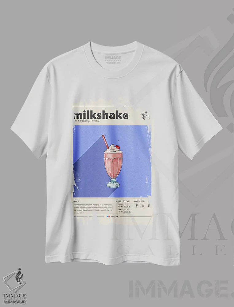 تیشرت سفید طرح دار میلک شیک، تزئینی اثر گاستروورلد | فروشگاه ایماژ